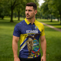 Ecuador Football Custom Zipper Polo Shirt Road To World Cup 2026 - Wonder Print Shop