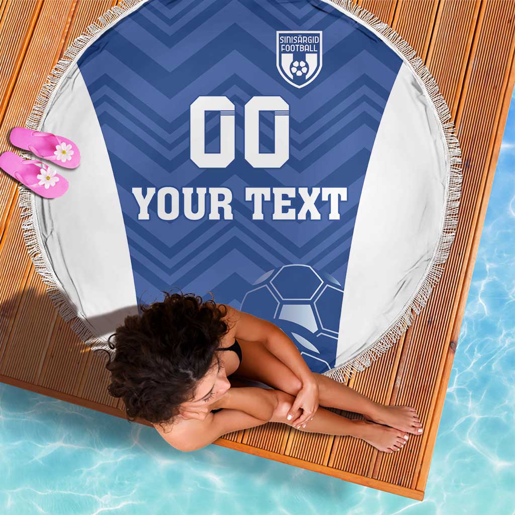 Custom Estonia Football Beach Blanket Eesti Jalgpallikoondis