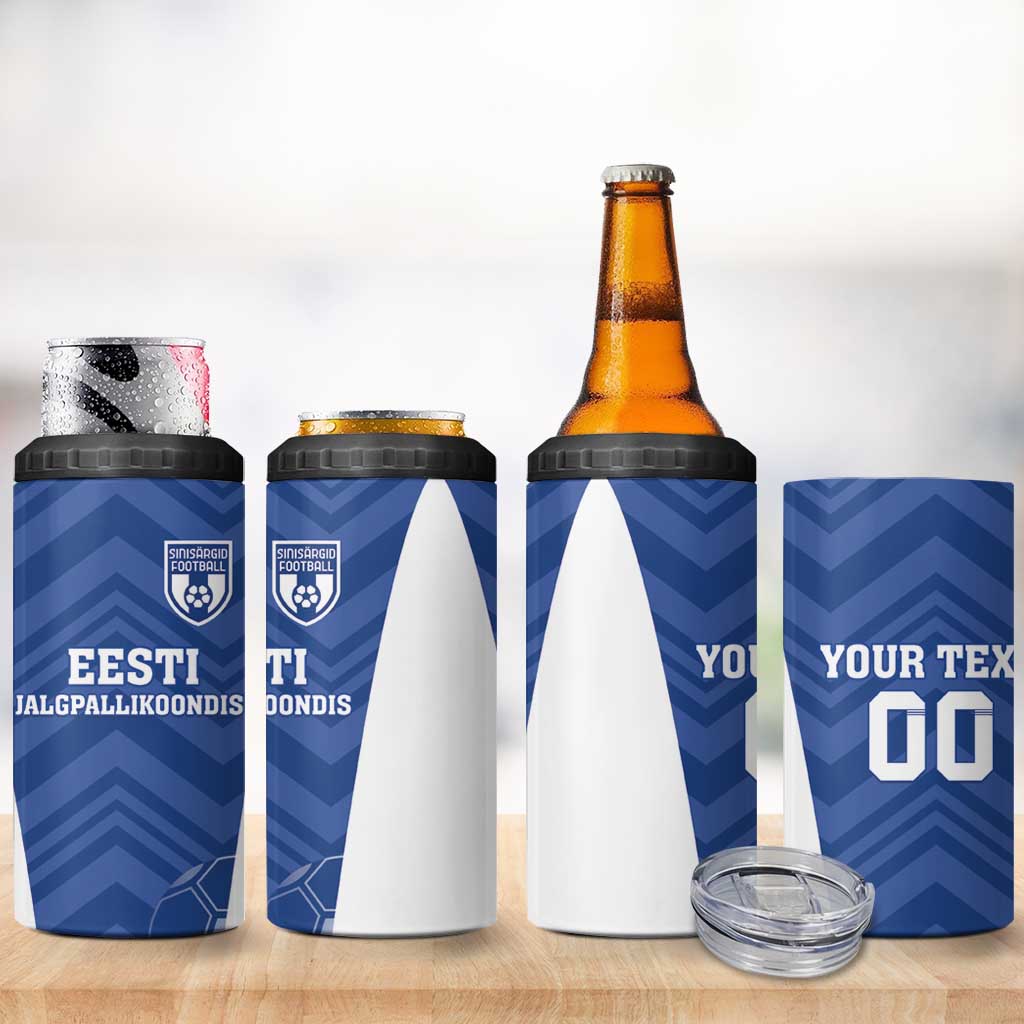 Custom Estonia Football 4 in 1 Can Cooler Tumbler Eesti Jalgpallikoondis