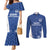 Custom Estonia Football Couples Matching Mermaid Dress and Long Sleeve Button Shirt Eesti Jalgpallikoondis