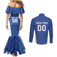 Custom Estonia Football Couples Matching Mermaid Dress and Long Sleeve Button Shirt Eesti Jalgpallikoondis