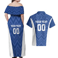 Custom Estonia Football Couples Matching Off Shoulder Maxi Dress and Hawaiian Shirt Eesti Jalgpallikoondis