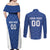 Custom Estonia Football Couples Matching Off Shoulder Maxi Dress and Long Sleeve Button Shirt Eesti Jalgpallikoondis