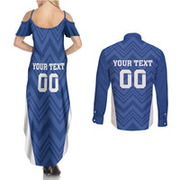 Custom Estonia Football Couples Matching Summer Maxi Dress and Long Sleeve Button Shirt Eesti Jalgpallikoondis