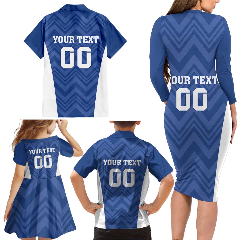 Custom Estonia Football Family Matching Long Sleeve Bodycon Dress and Hawaiian Shirt Eesti Jalgpallikoondis