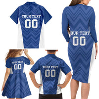 Custom Estonia Football Family Matching Long Sleeve Bodycon Dress and Hawaiian Shirt Eesti Jalgpallikoondis