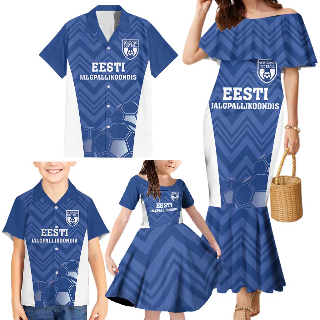 Custom Estonia Football Family Matching Mermaid Dress and Hawaiian Shirt Eesti Jalgpallikoondis
