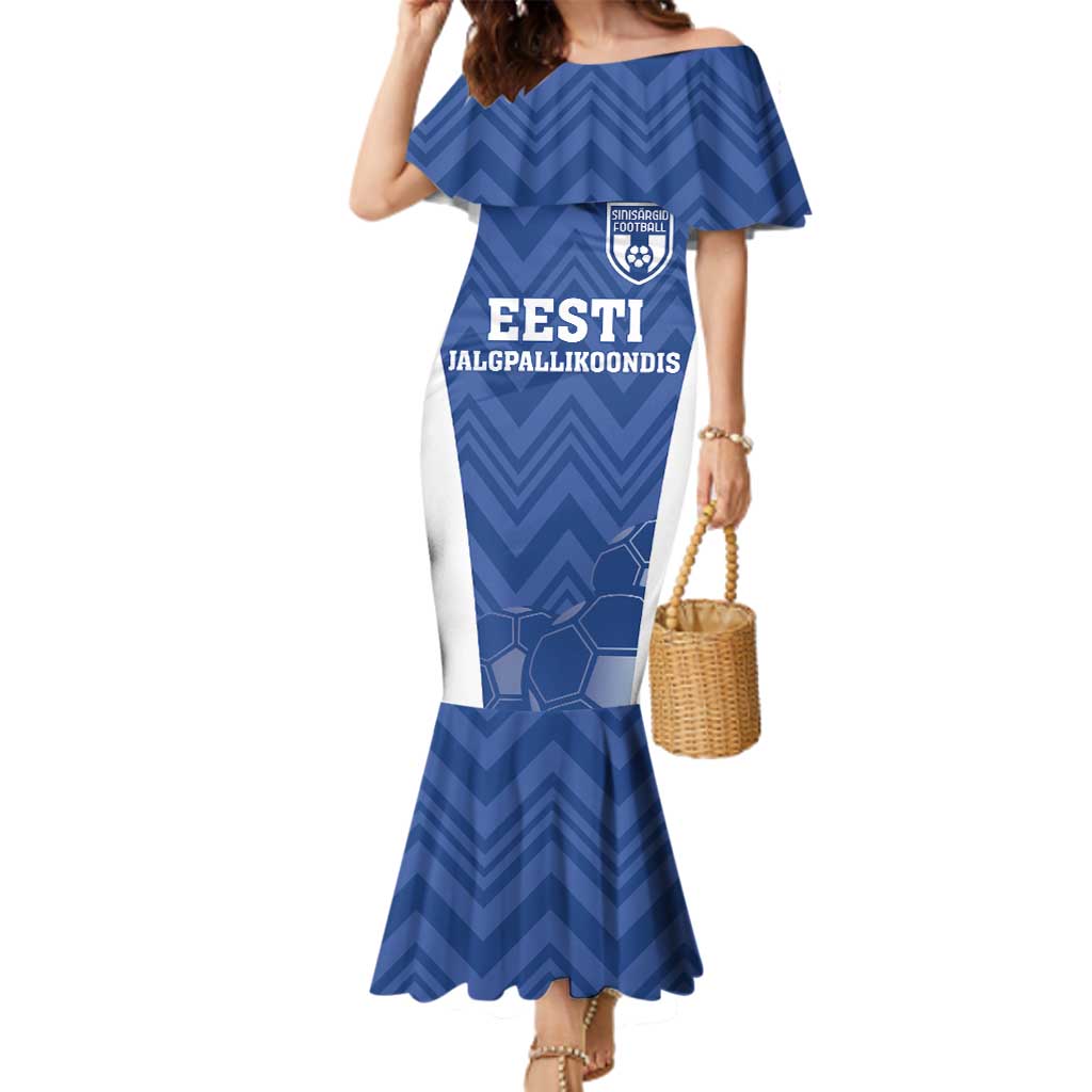 Custom Estonia Football Family Matching Mermaid Dress and Hawaiian Shirt Eesti Jalgpallikoondis