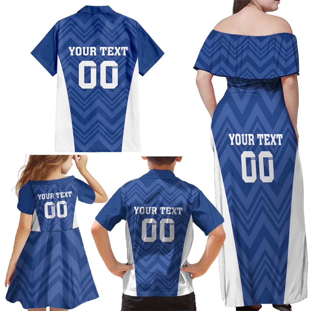 Custom Estonia Football Family Matching Off Shoulder Maxi Dress and Hawaiian Shirt Eesti Jalgpallikoondis