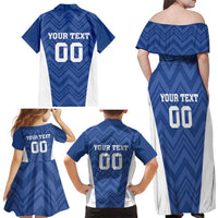 Custom Estonia Football Family Matching Off Shoulder Maxi Dress and Hawaiian Shirt Eesti Jalgpallikoondis