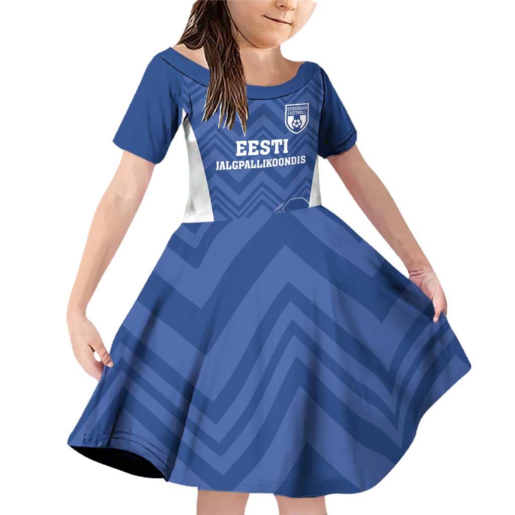 Custom Estonia Football Family Matching Off Shoulder Short Dress and Hawaiian Shirt Eesti Jalgpallikoondis
