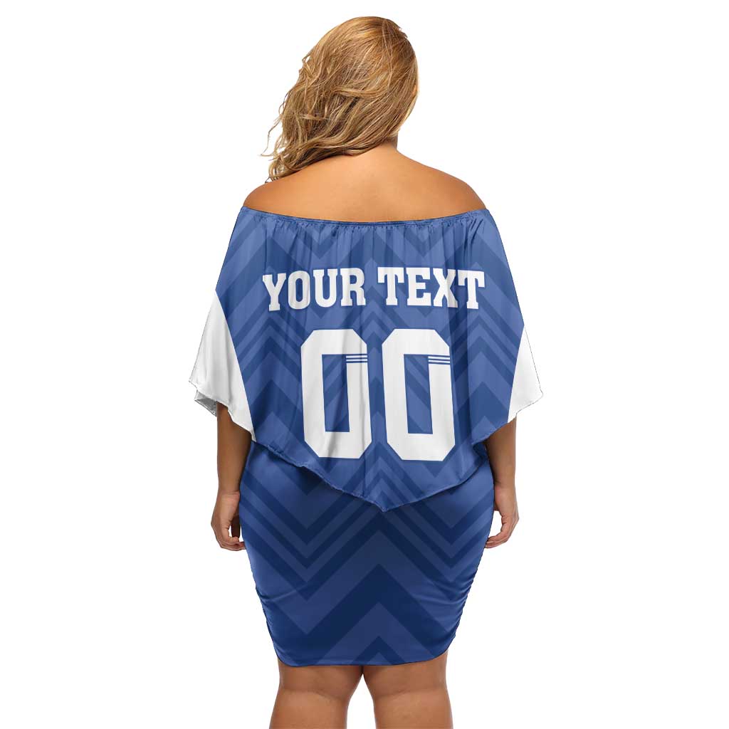 Custom Estonia Football Family Matching Off Shoulder Short Dress and Hawaiian Shirt Eesti Jalgpallikoondis