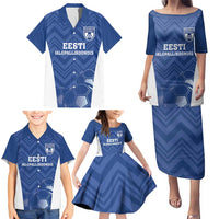 Custom Estonia Football Family Matching Puletasi and Hawaiian Shirt Eesti Jalgpallikoondis