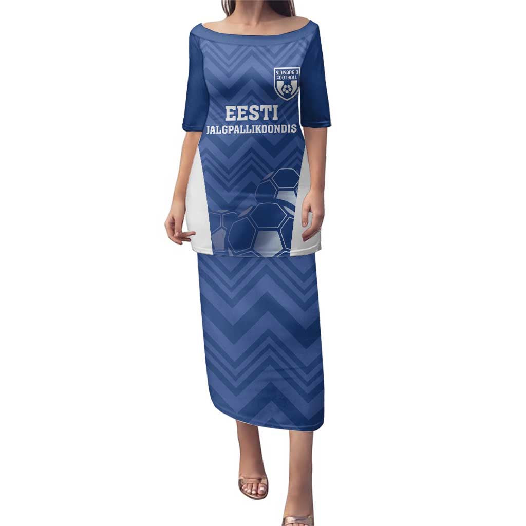 Custom Estonia Football Family Matching Puletasi and Hawaiian Shirt Eesti Jalgpallikoondis