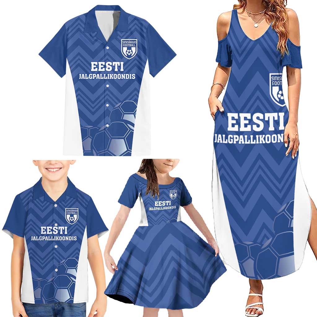 Custom Estonia Football Family Matching Summer Maxi Dress and Hawaiian Shirt Eesti Jalgpallikoondis