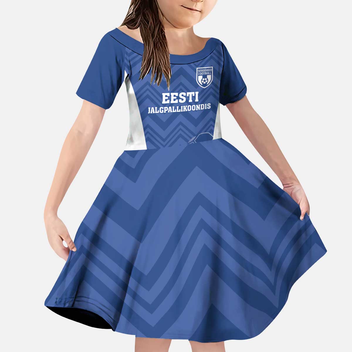 Custom Estonia Football Kid Short Sleeve Dress Eesti Jalgpallikoondis