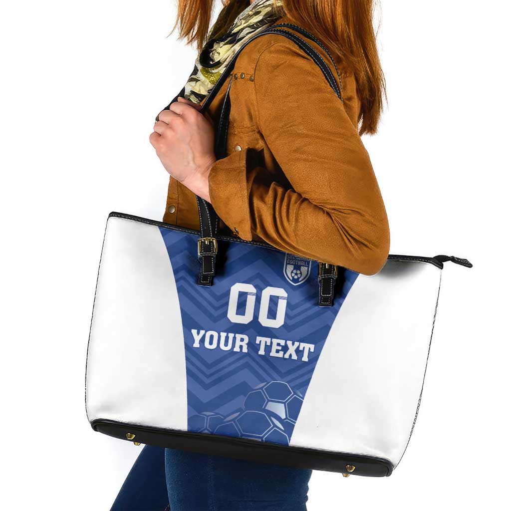 Custom Estonia Football Leather Tote Bag Eesti Jalgpallikoondis