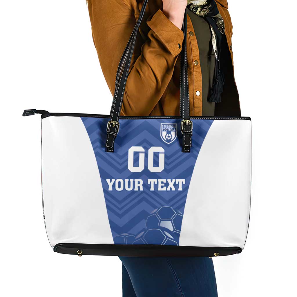 Custom Estonia Football Leather Tote Bag Eesti Jalgpallikoondis