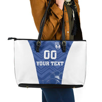 Custom Estonia Football Leather Tote Bag Eesti Jalgpallikoondis