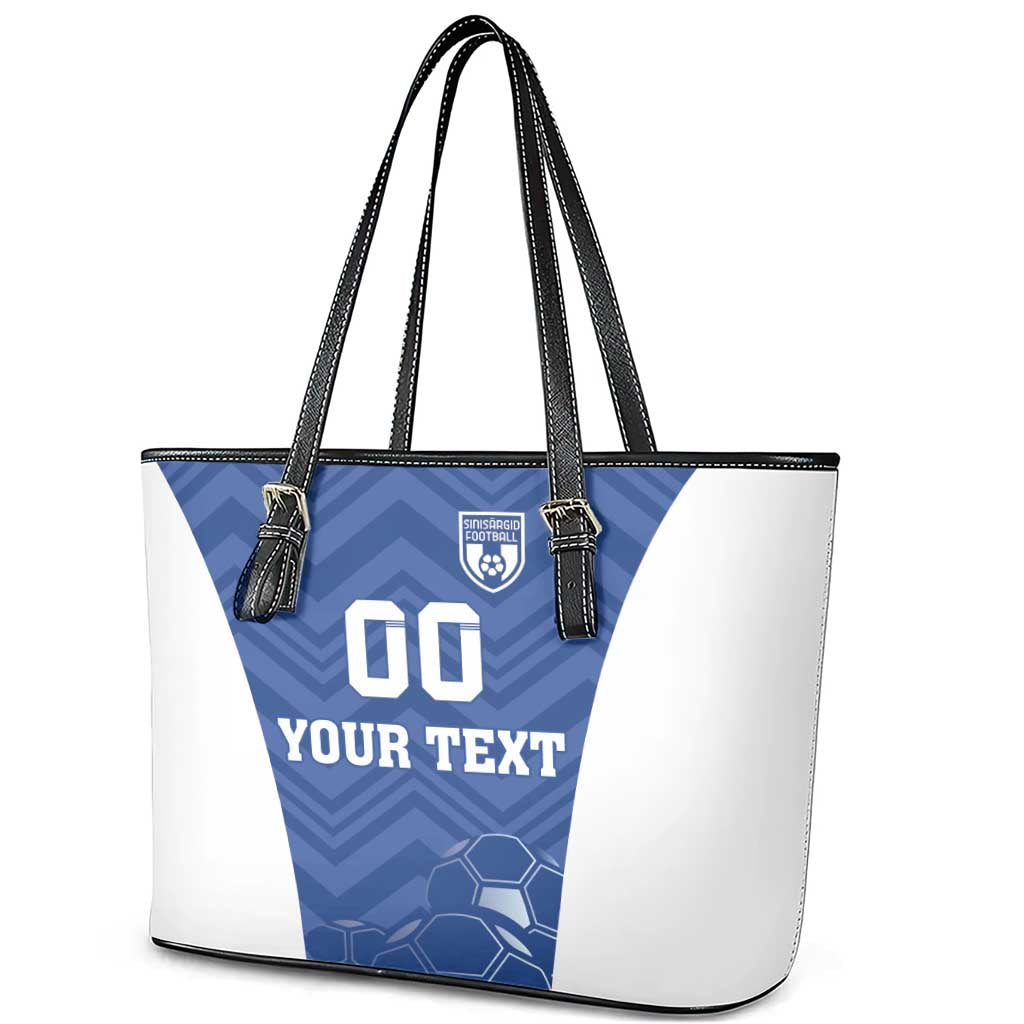 Custom Estonia Football Leather Tote Bag Eesti Jalgpallikoondis