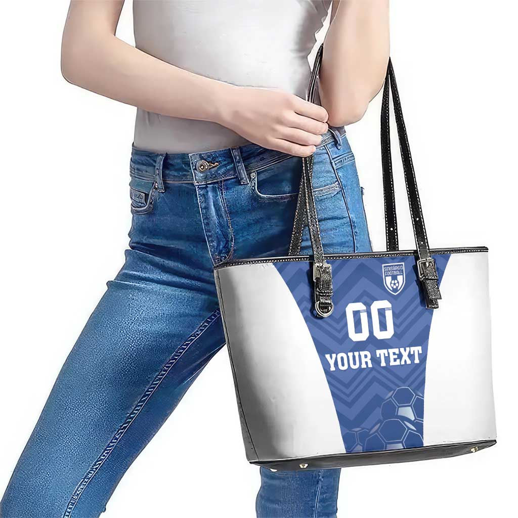 Custom Estonia Football Leather Tote Bag Eesti Jalgpallikoondis