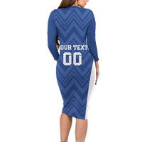 Custom Estonia Football Long Sleeve Bodycon Dress Eesti Jalgpallikoondis