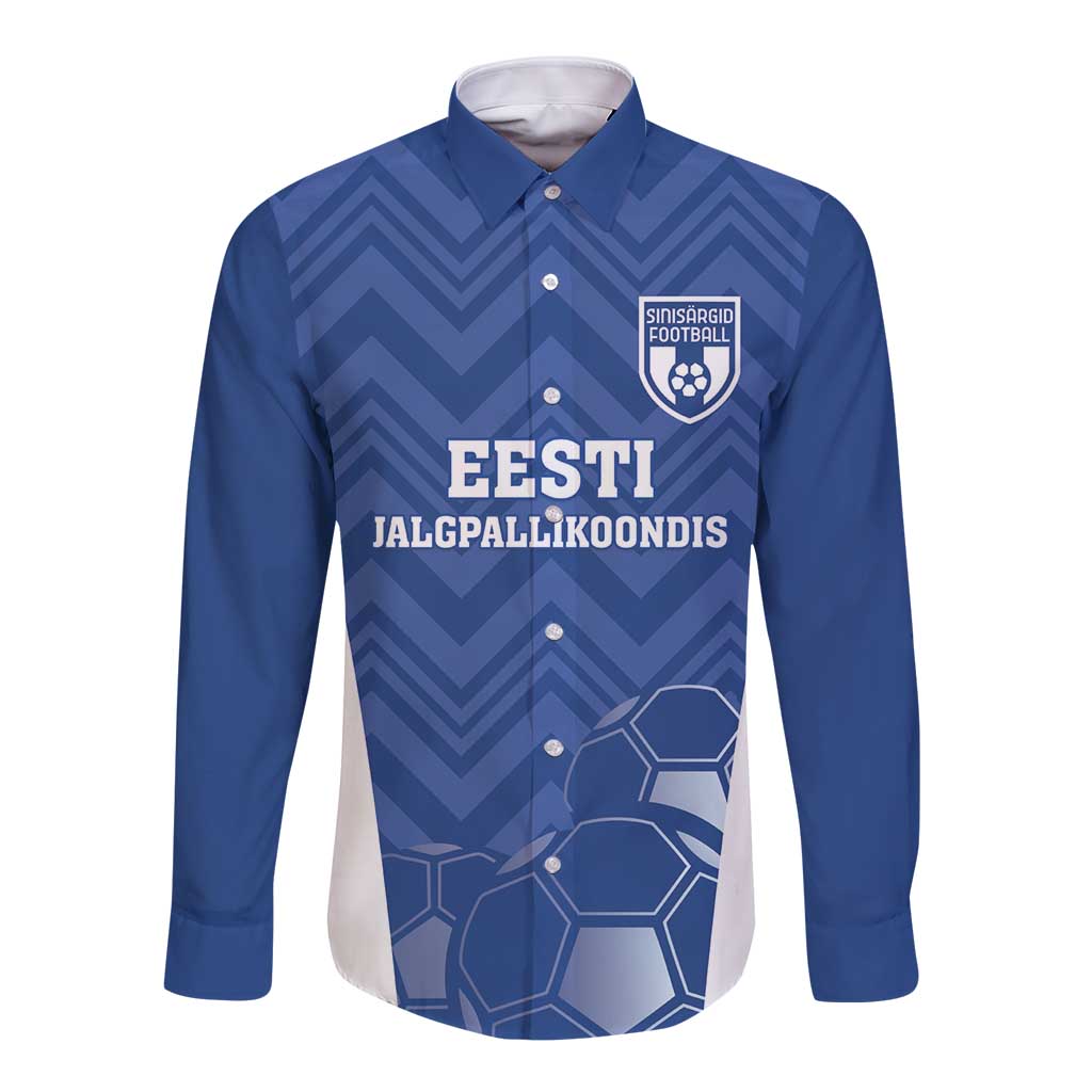 Custom Estonia Football Long Sleeve Button Shirt Eesti Jalgpallikoondis
