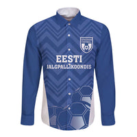 Custom Estonia Football Long Sleeve Button Shirt Eesti Jalgpallikoondis
