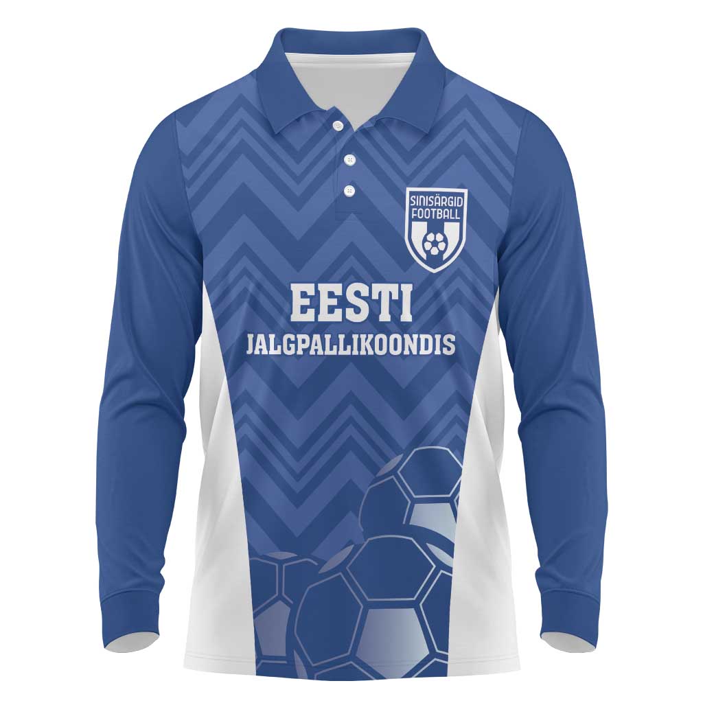 Custom Estonia Football Long Sleeve Polo Shirt Eesti Jalgpallikoondis