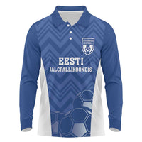 Custom Estonia Football Long Sleeve Polo Shirt Eesti Jalgpallikoondis