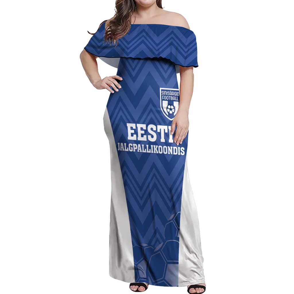 Custom Estonia Football Off Shoulder Maxi Dress Eesti Jalgpallikoondis