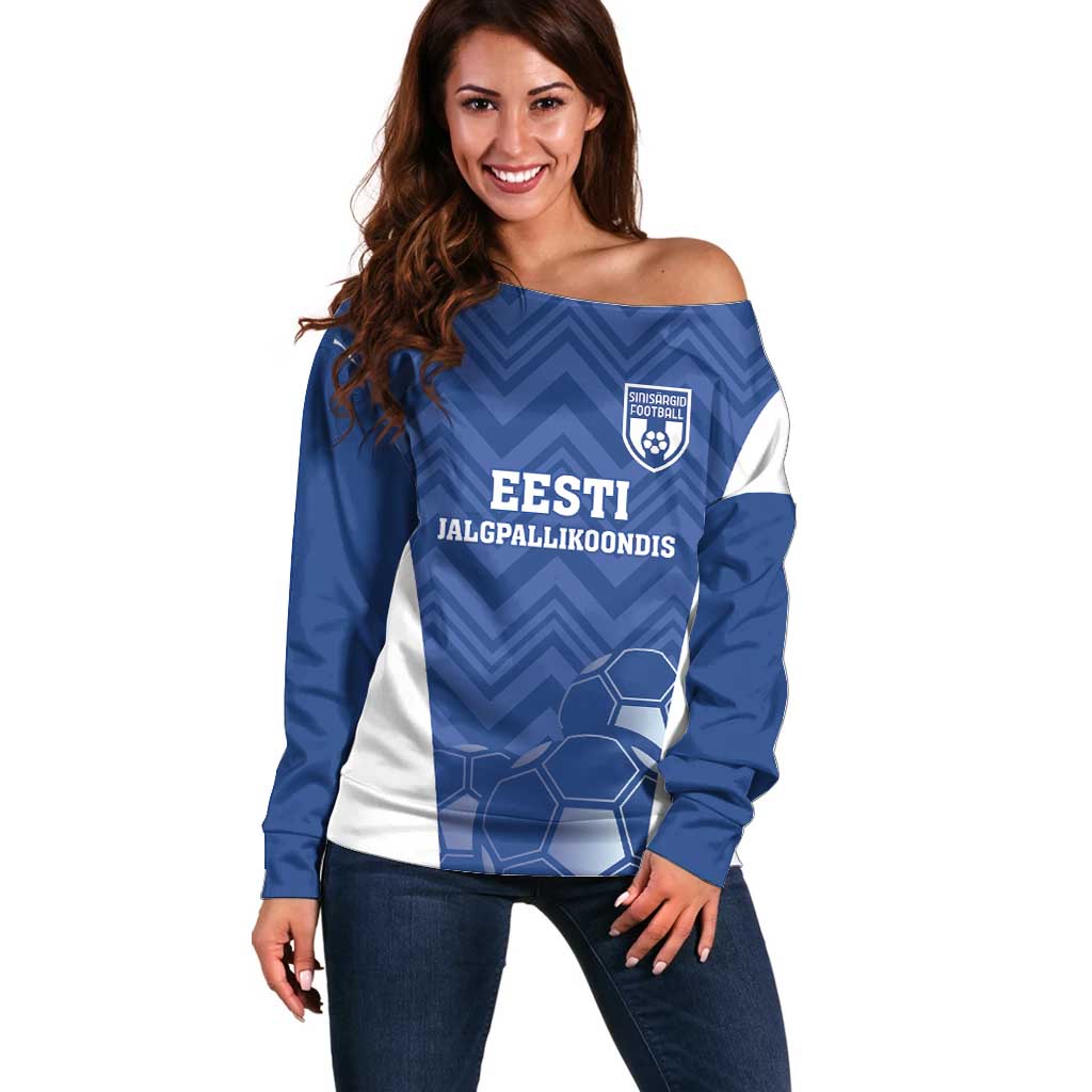 Custom Estonia Football Off Shoulder Sweater Eesti Jalgpallikoondis
