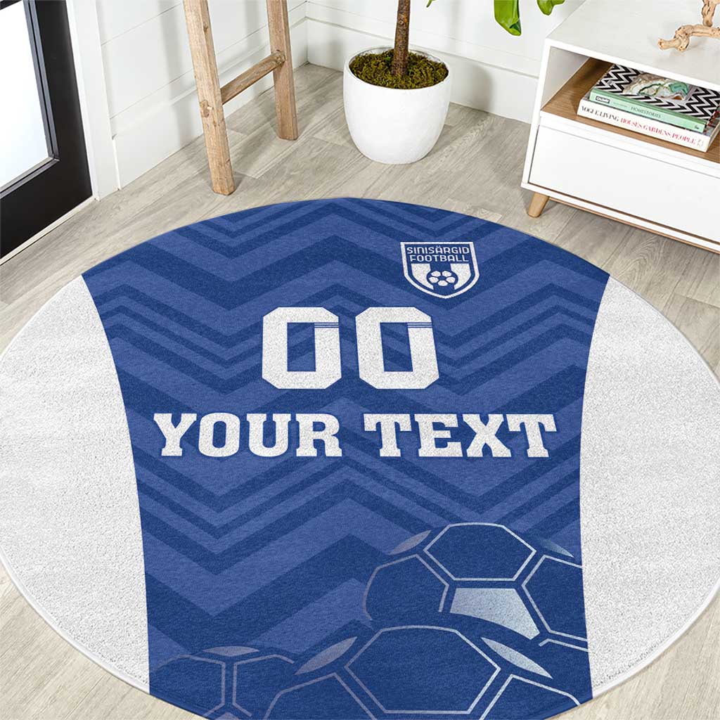 Custom Estonia Football Round Carpet Eesti Jalgpallikoondis