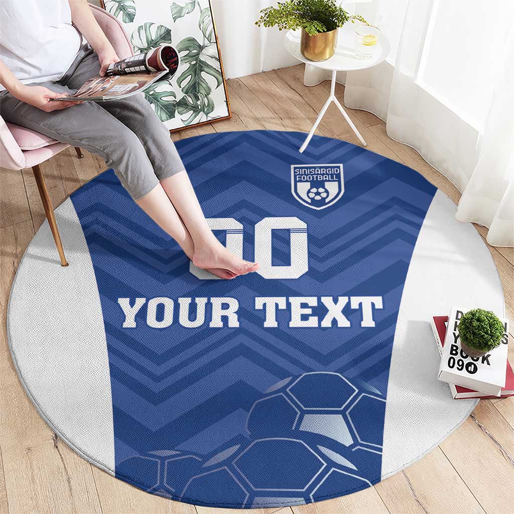 Custom Estonia Football Round Carpet Eesti Jalgpallikoondis