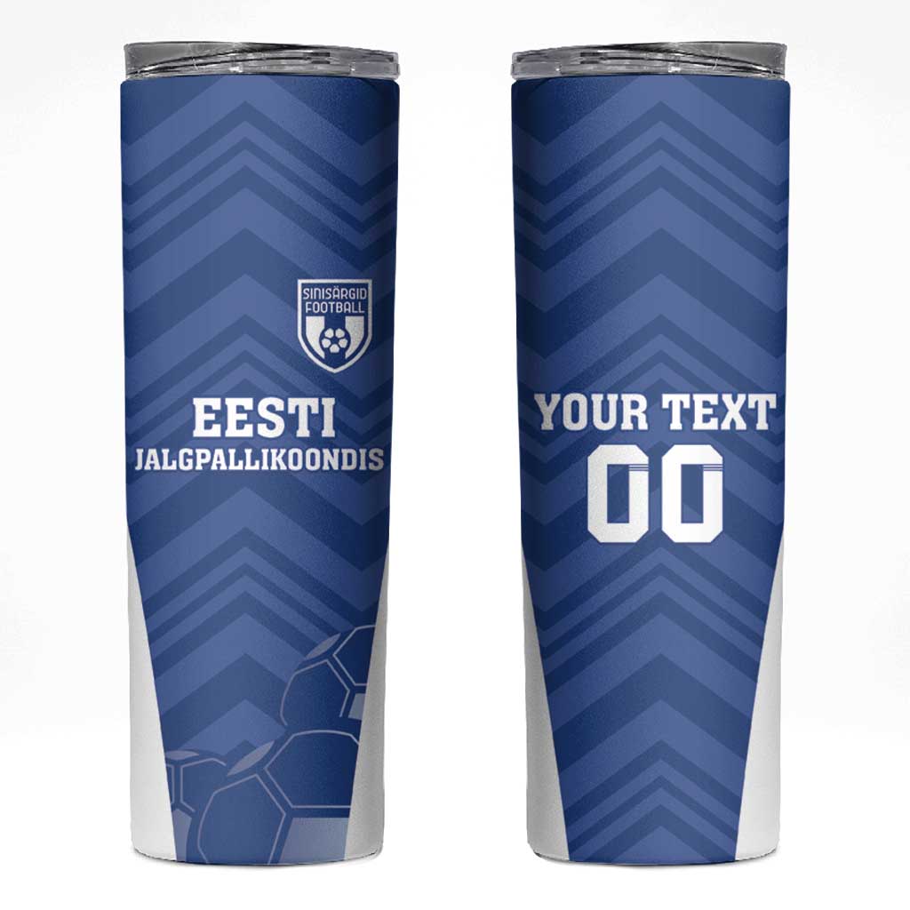 Custom Estonia Football Skinny Tumbler Eesti Jalgpallikoondis