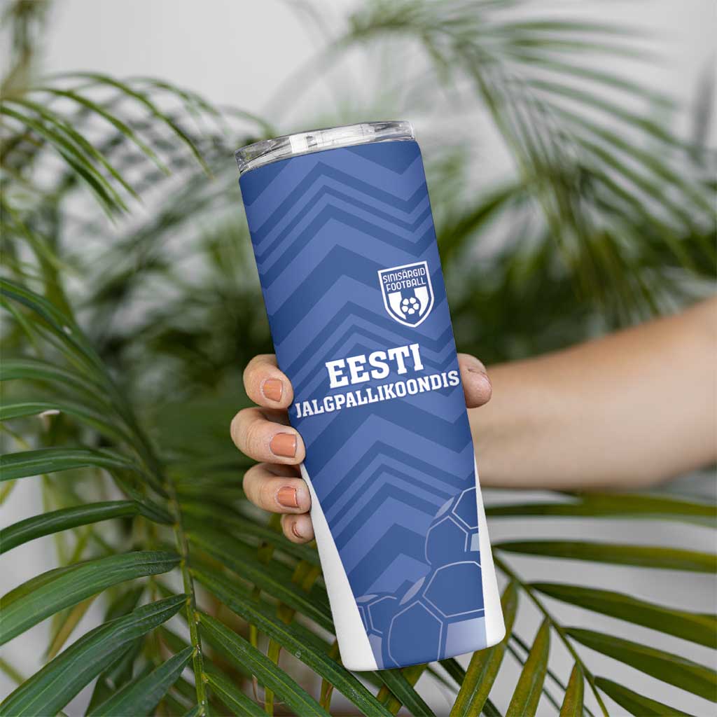 Custom Estonia Football Skinny Tumbler Eesti Jalgpallikoondis