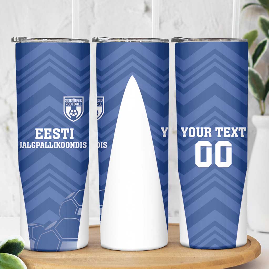 Custom Estonia Football Skinny Tumbler Eesti Jalgpallikoondis