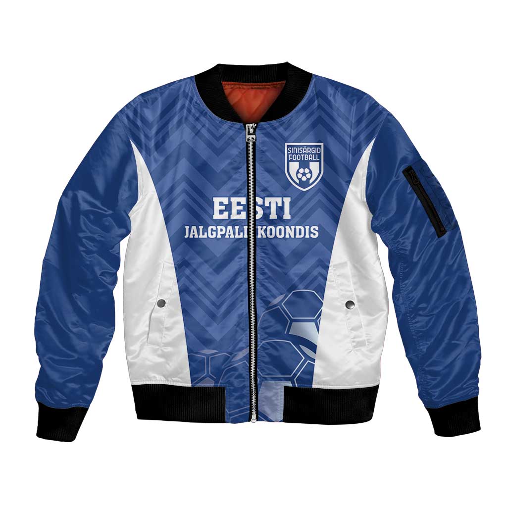 Custom Estonia Football Sleeve Zip Bomber Jacket Eesti Jalgpallikoondis