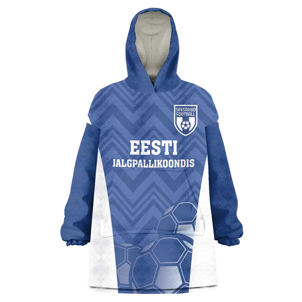 Custom Estonia Football Wearable Blanket Hoodie Eesti Jalgpallikoondis