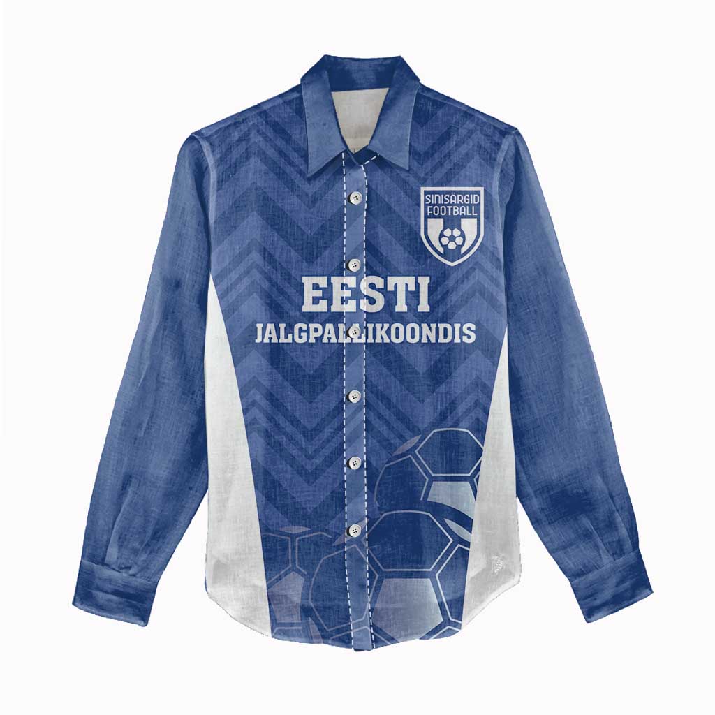 Custom Estonia Football Women Casual Shirt Eesti Jalgpallikoondis