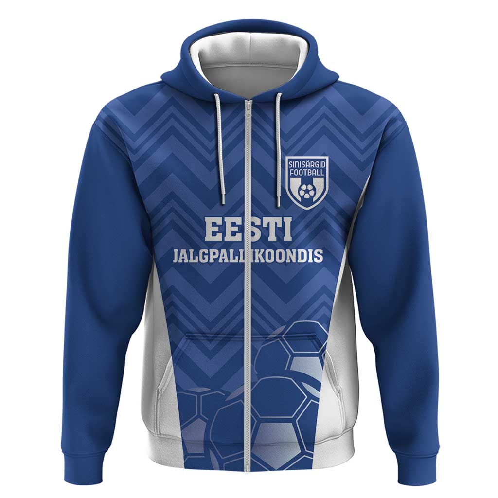 Custom Estonia Football Zip Hoodie Eesti Jalgpallikoondis