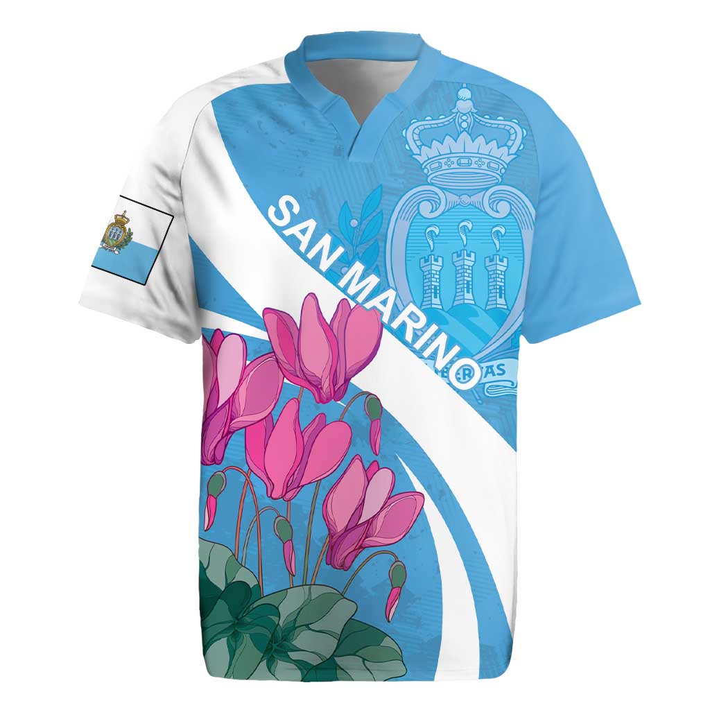 Personalized San Marino Rugby Jersey Libertas Cyclamen Flowers