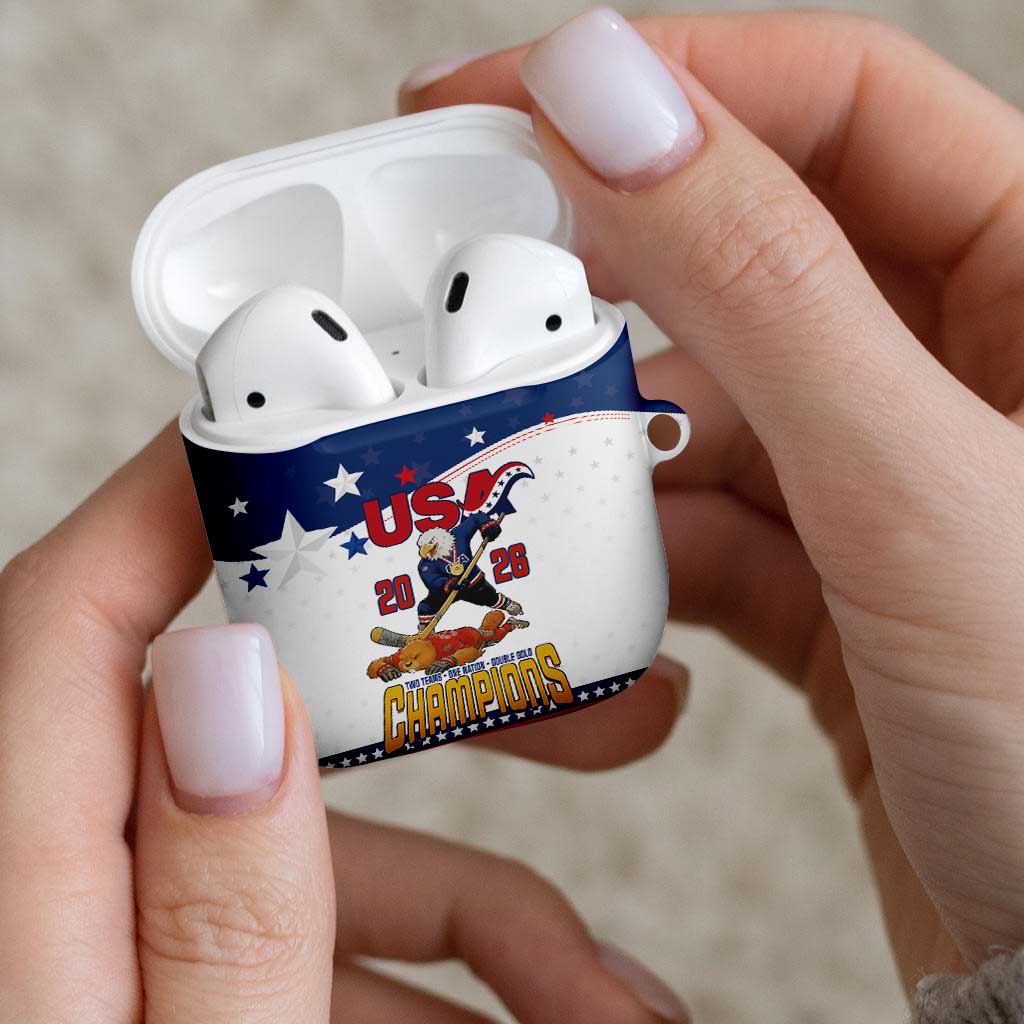 USA Ice Hockey Champions 2026 AirPods Case American Eagle Victory Hockey Pride