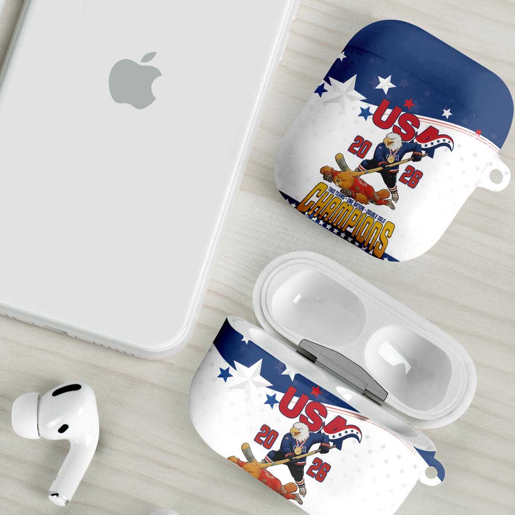 USA Ice Hockey Champions 2026 AirPods Case American Eagle Victory Hockey Pride