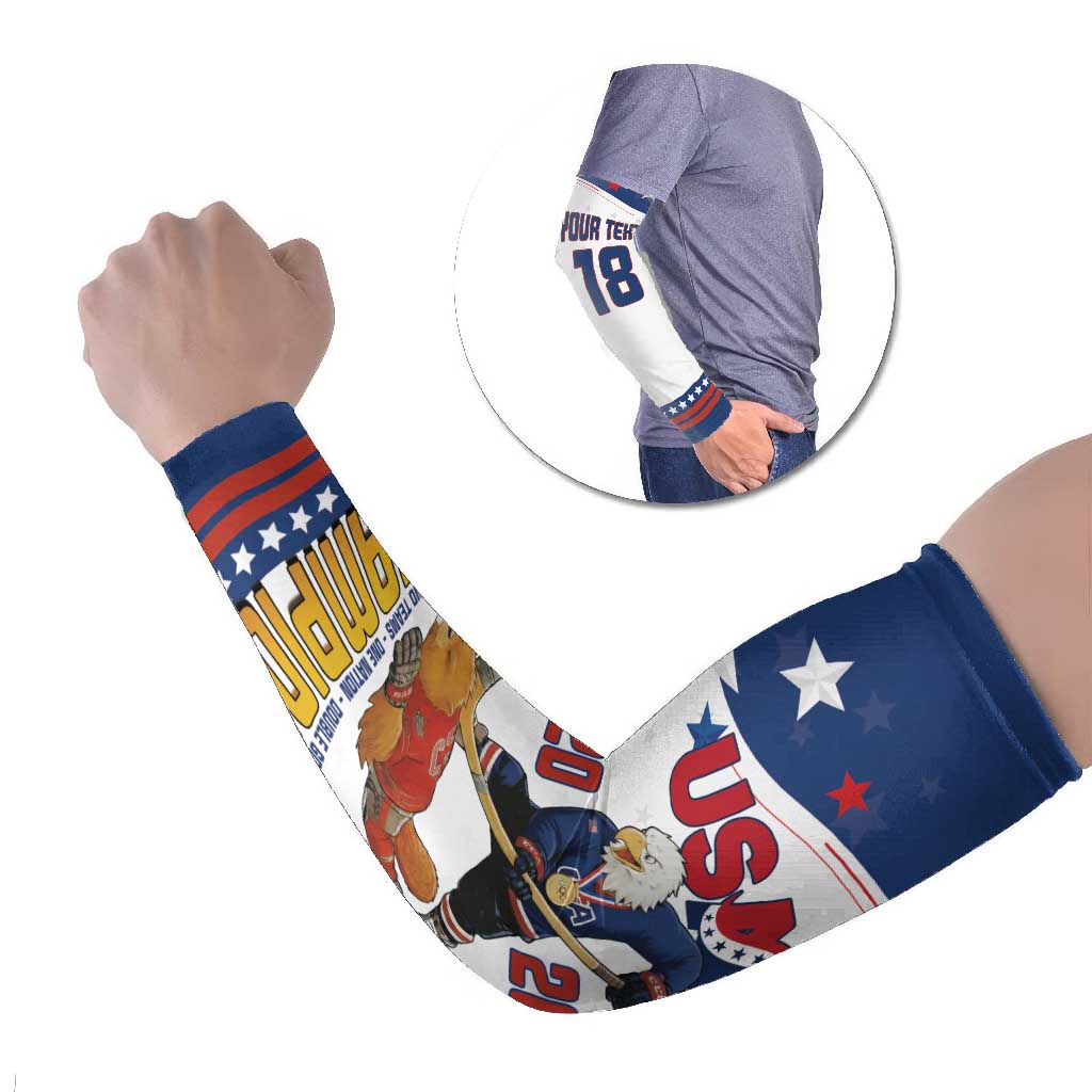 Custom USA Ice Hockey Champions 2026 Arm Sleeves American Eagle Victory Hockey Pride