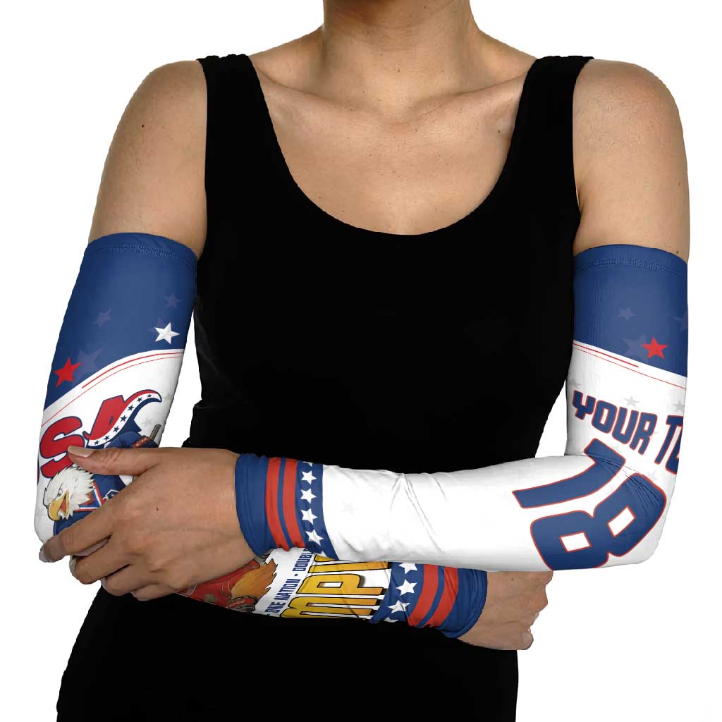 Custom USA Ice Hockey Champions 2026 Arm Sleeves American Eagle Victory Hockey Pride