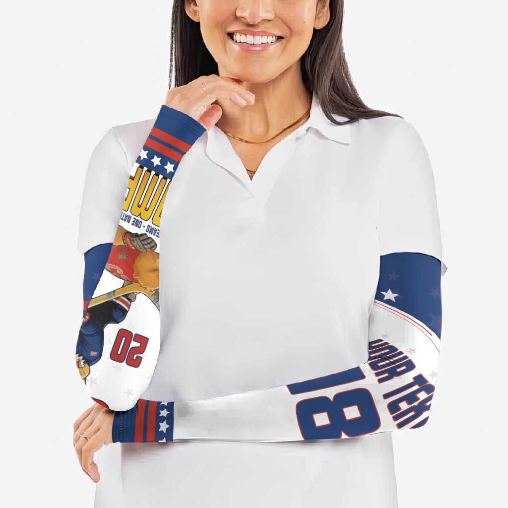 Custom USA Ice Hockey Champions 2026 Arm Sleeves American Eagle Victory Hockey Pride