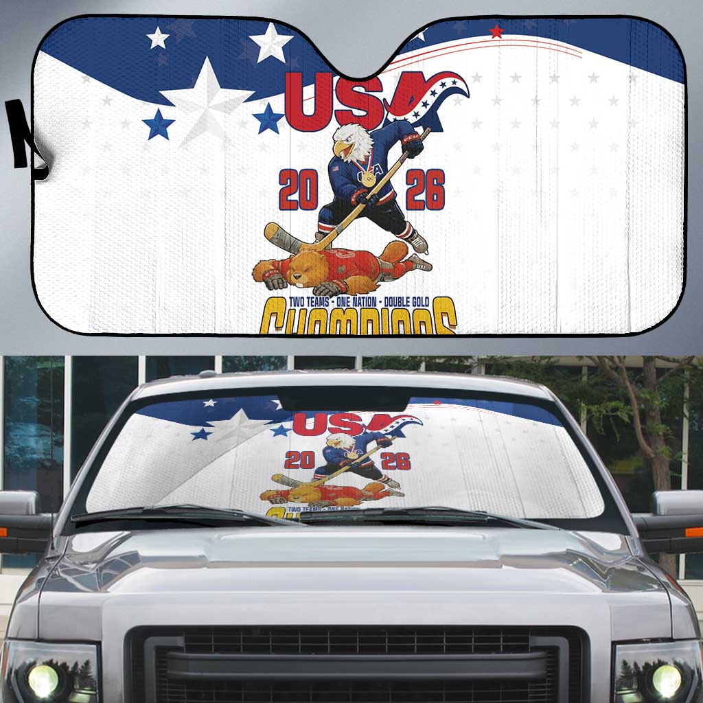 USA Ice Hockey Champions 2026 Auto Sun Shade American Eagle Victory Hockey Pride
