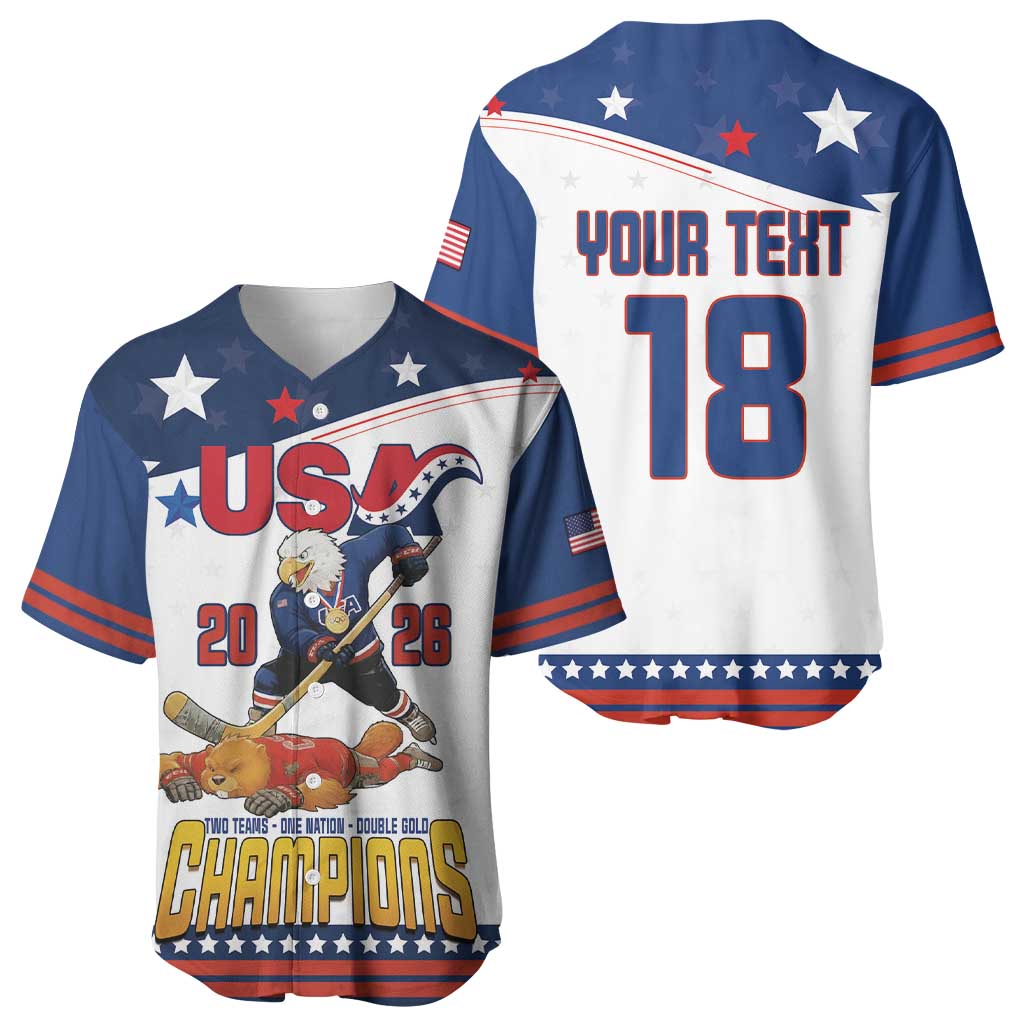 Custom USA Ice Hockey Champions 2026 Baseball Jersey American Eagle Victory Hockey Pride