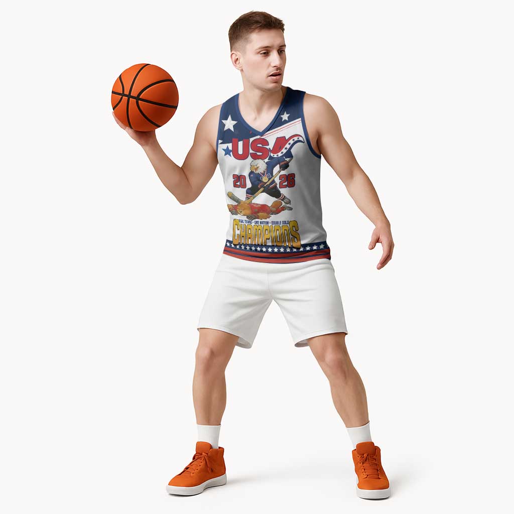 Custom USA Ice Hockey Champions 2026 Basketball Jersey American Eagle Victory Hockey Pride